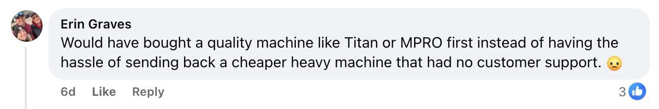 Community advice from Erin about quality machines
